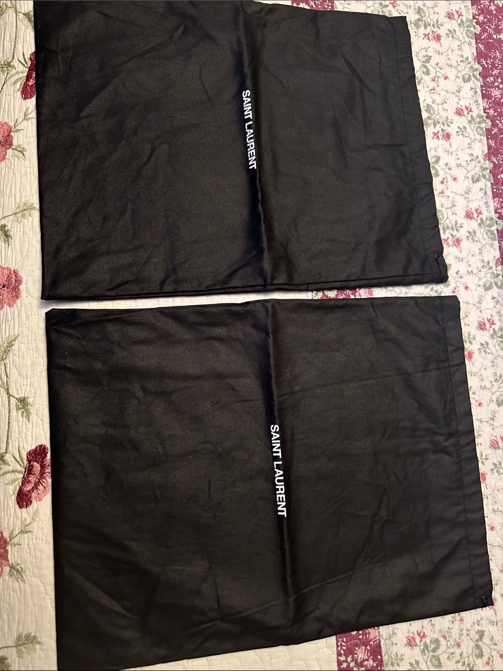 Saint Laurent  Black Dust Bags with White Logo - Set of 2